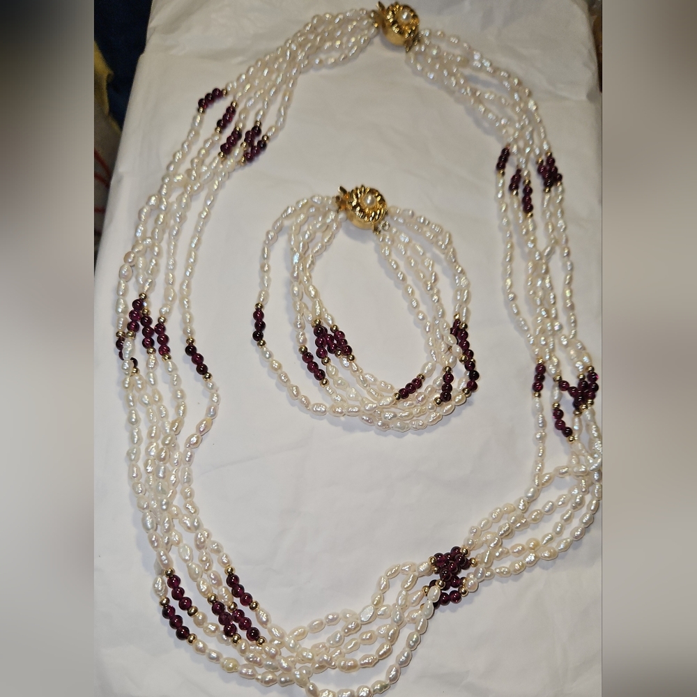 Vintage Silver, Freshwater Pearls & Amethyst Set
